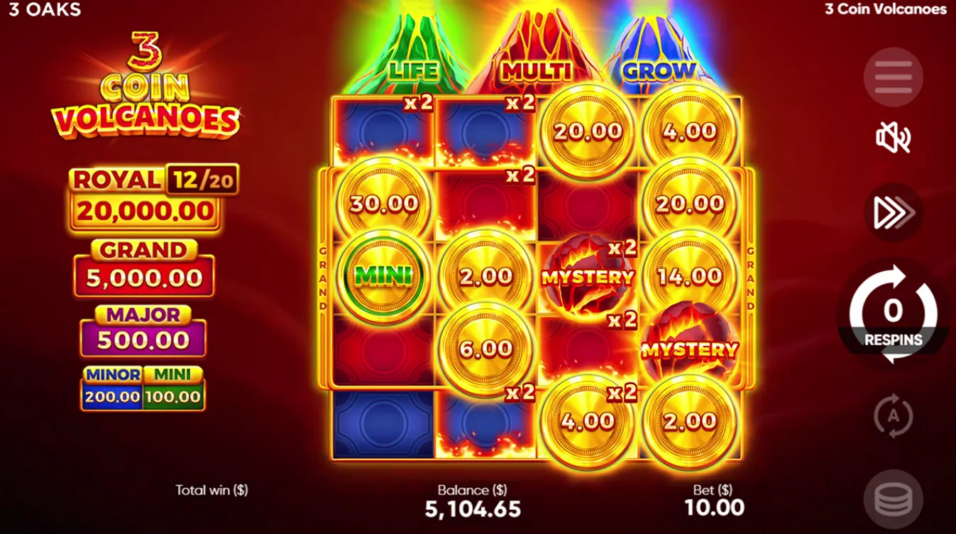 3 coin volcanoe demo